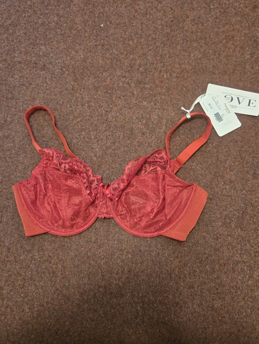 New! Panache 38E Super Bra Lace Garnet Underwire
